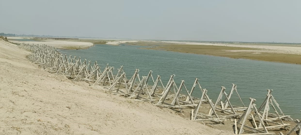 The villages along the Saryu river turn into islands during the flood
