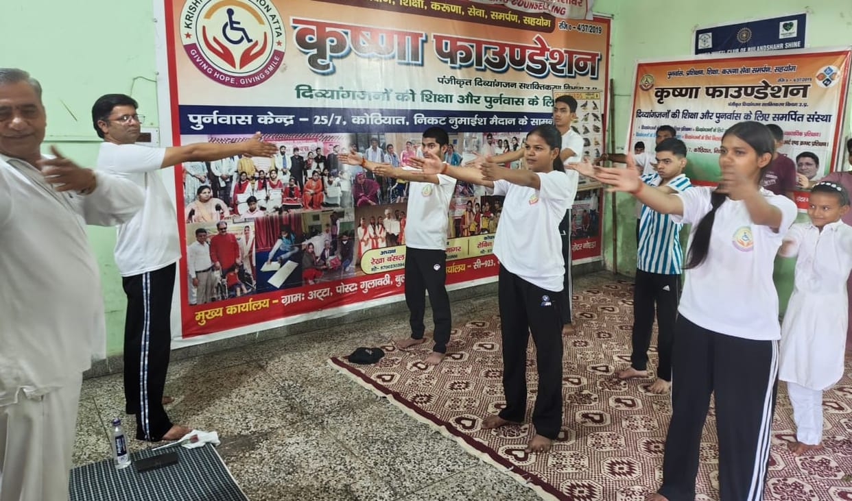 Asanas and Pranayama taught at the yoga camp