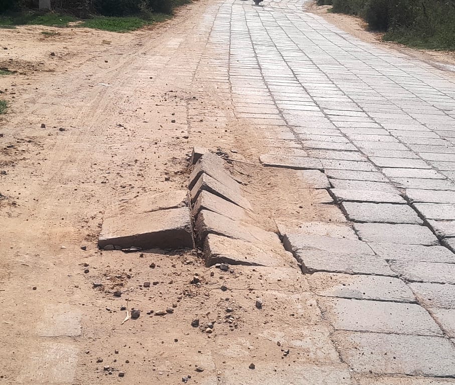 Dislodged interlocking blocks causing accidents; residents facing trouble.