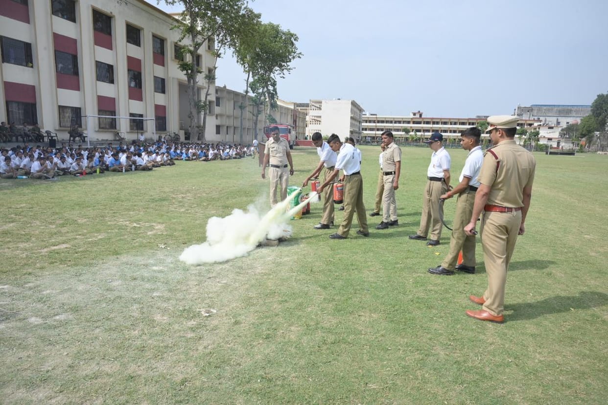 Cadets trained in fire fighting equipment and weapons