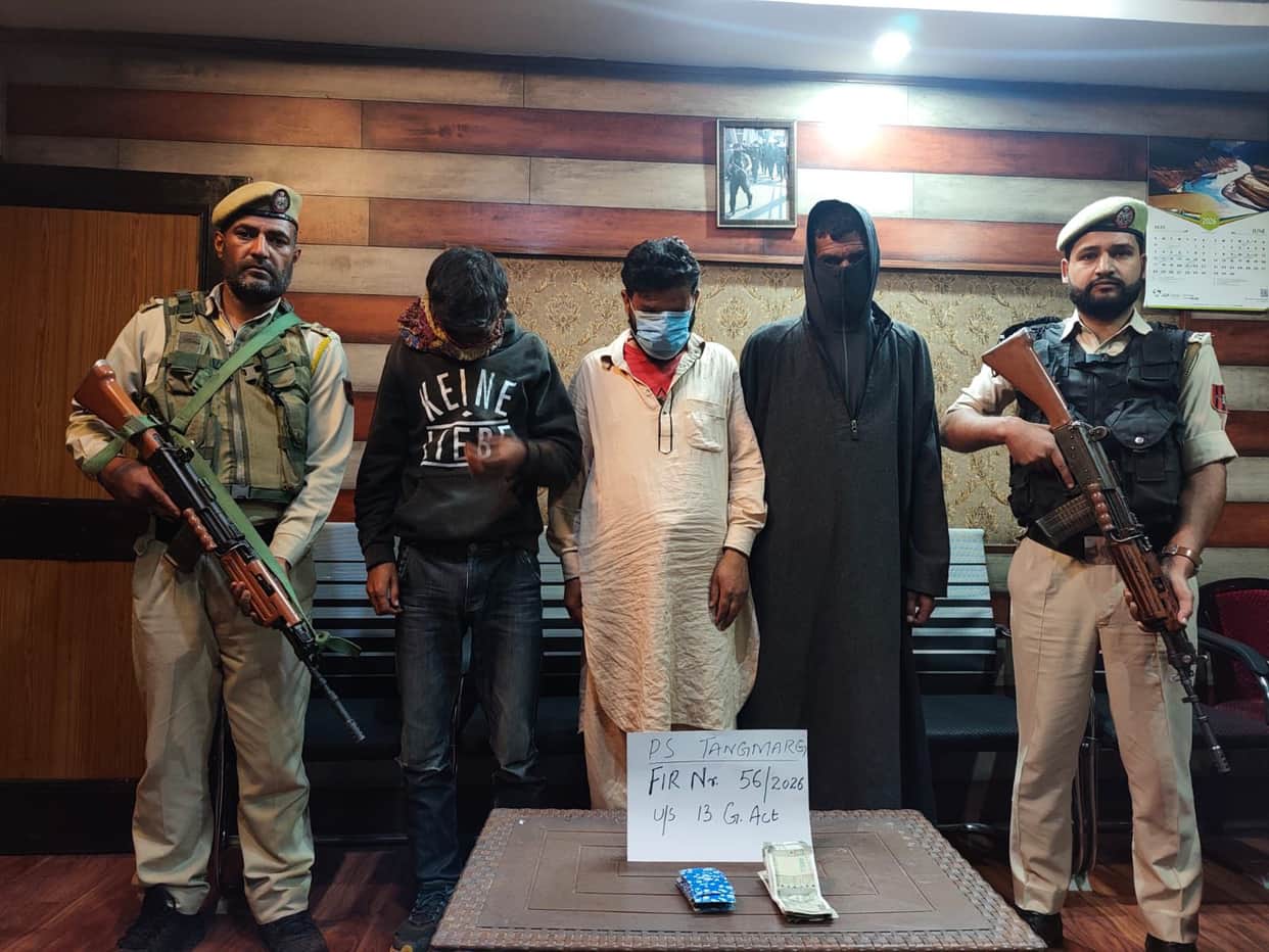 Srinagar, Gambling, Tangmarg, Three Arrested