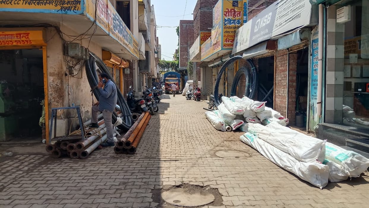 Business set up in the streets, walking has become difficult