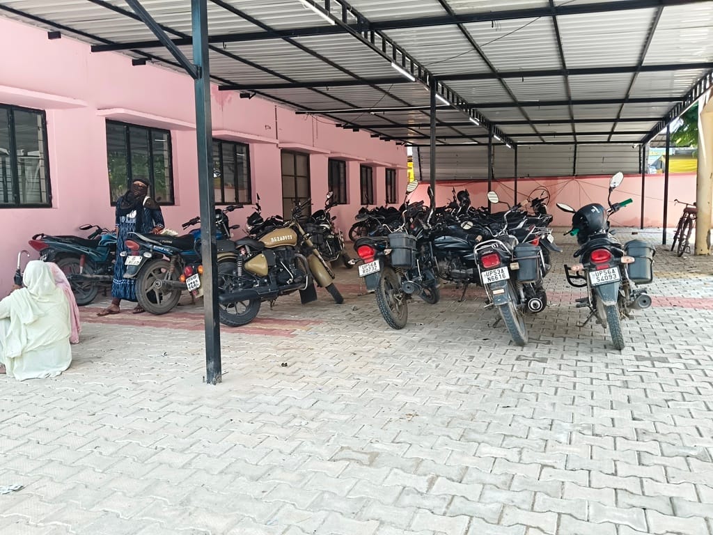Bikes are being parked at the very spot where the registration counter was supposed to open in April.