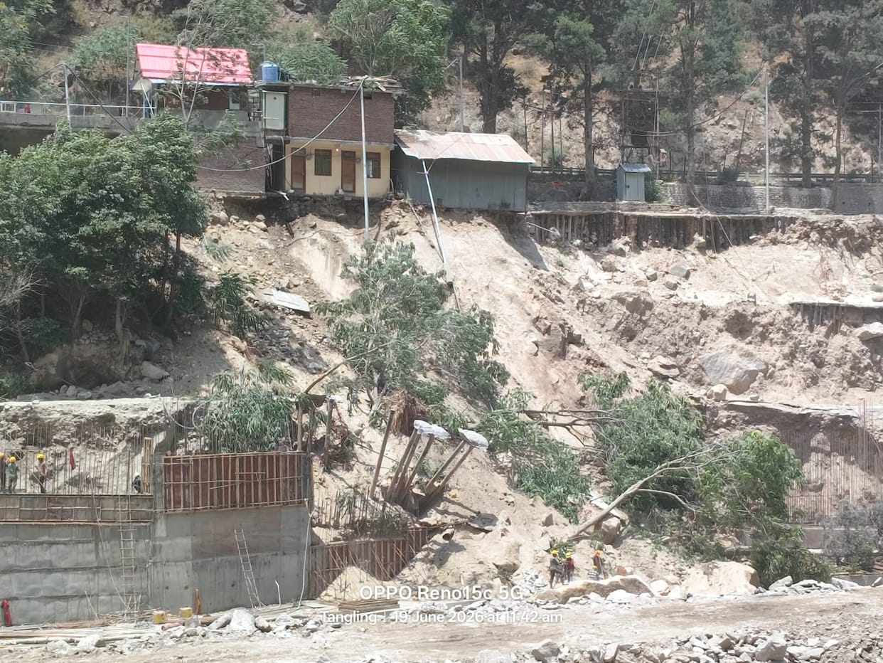 Massive landslide at the Shongtong Power Project barrage site in Powari