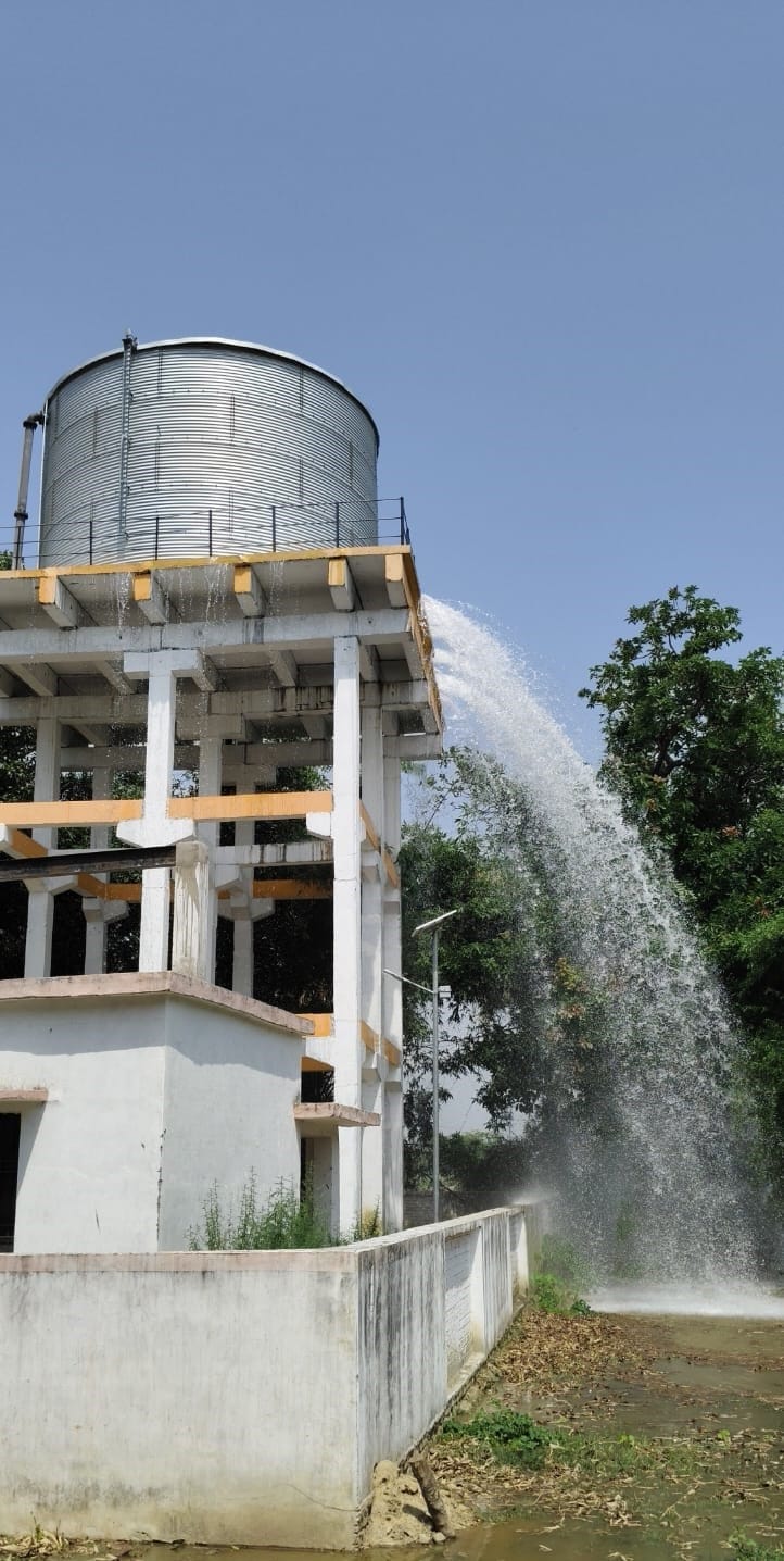 Water tank built at a cost of crores bursts within four months; claims of quality washed away in minutes.