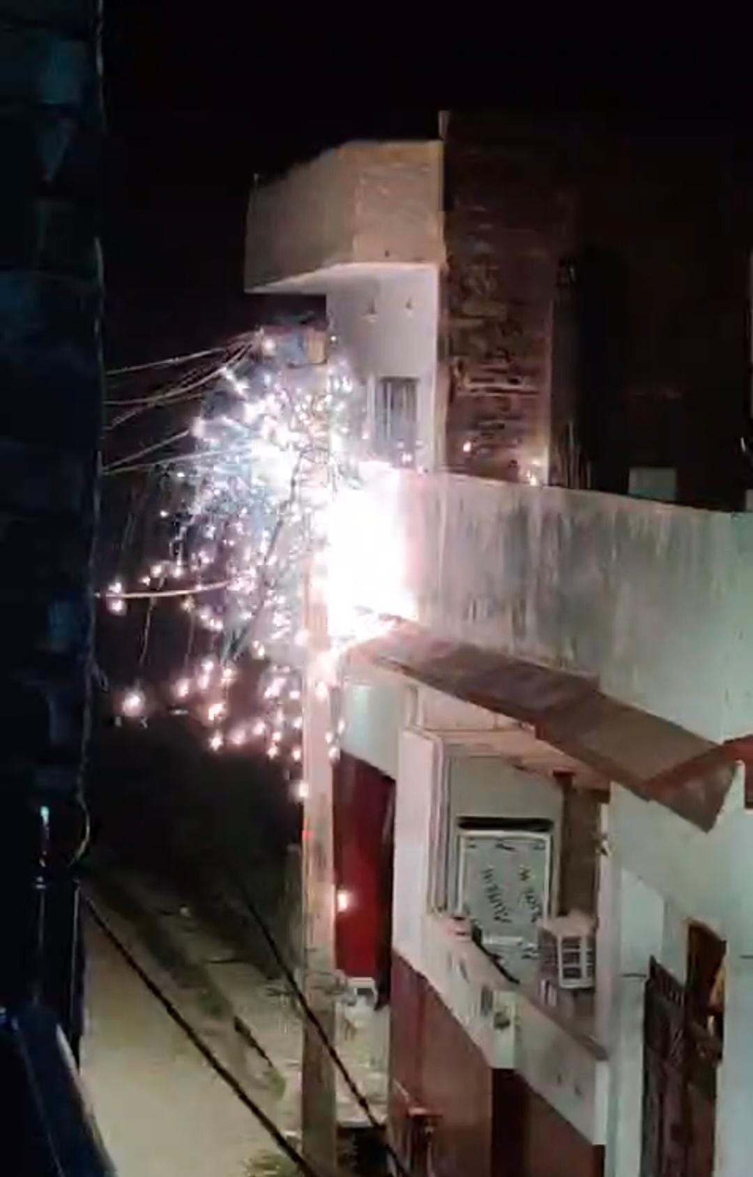 Dilapidated cable poses a danger; power wire caught fire twice in a single night.