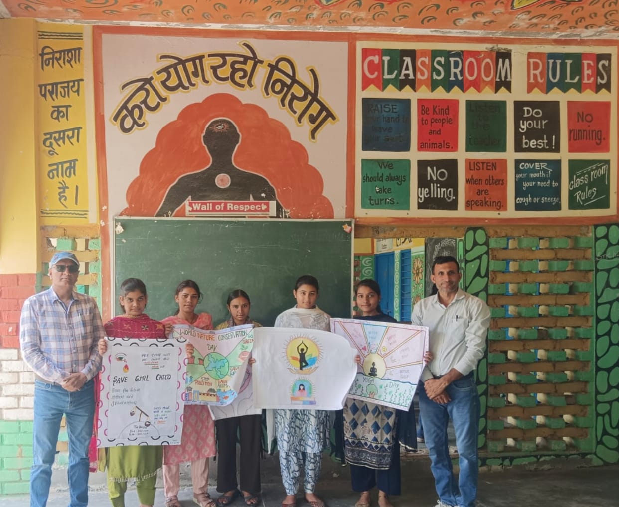 Nisha secured first place and Jyoti second place in the poster-making competition.