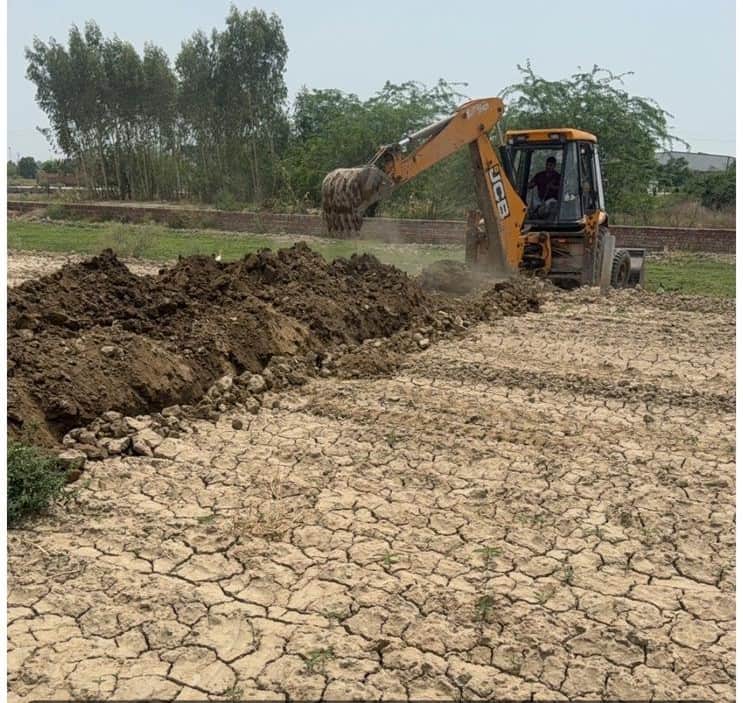 Demolition drive carried out against an illegal colony in Patti Kayasth Seth.