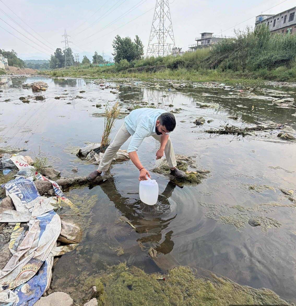 Pollution Board team visits Ratti Khad again.