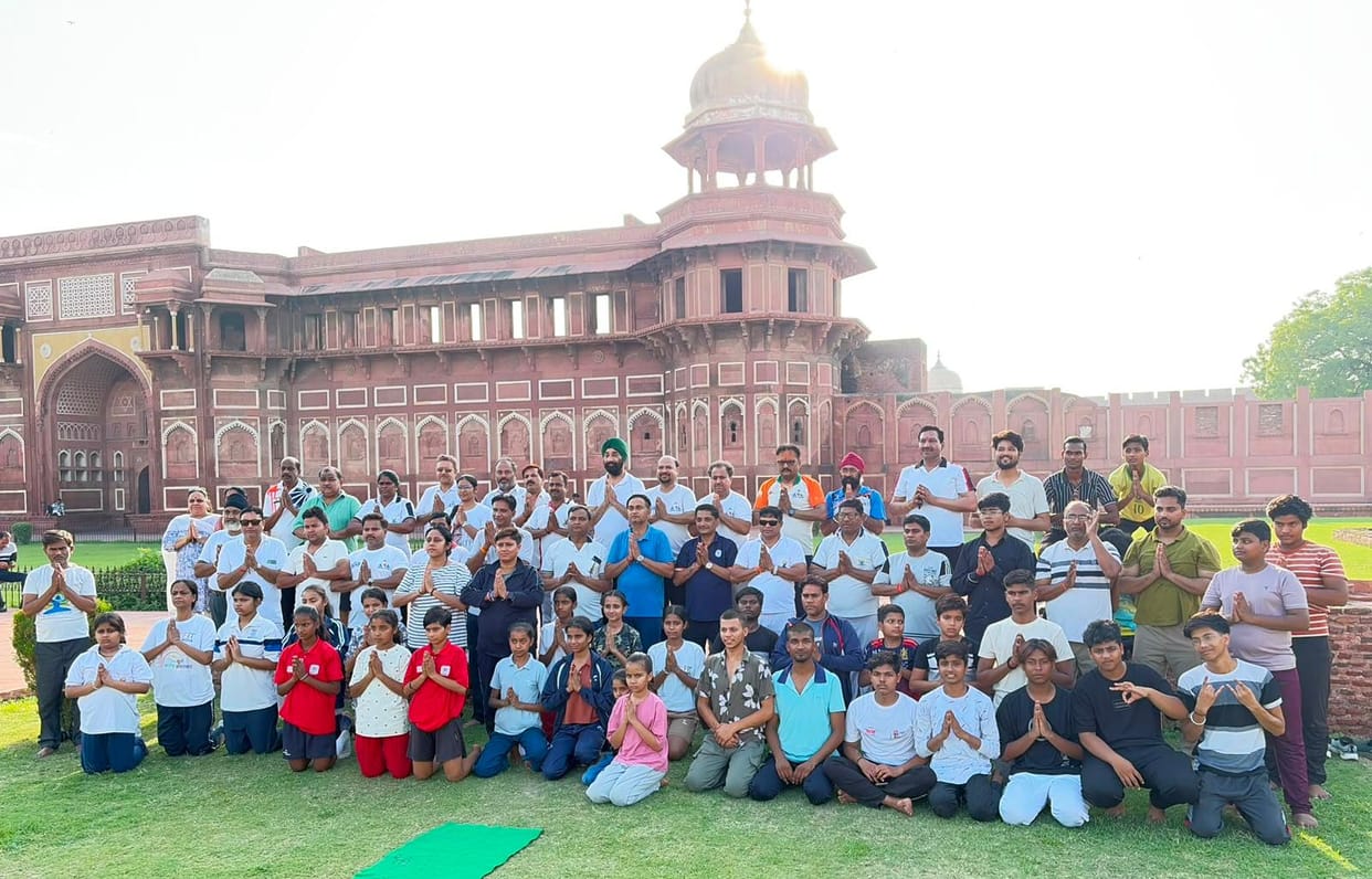 The message of yoga and health resonated within the fort complex.