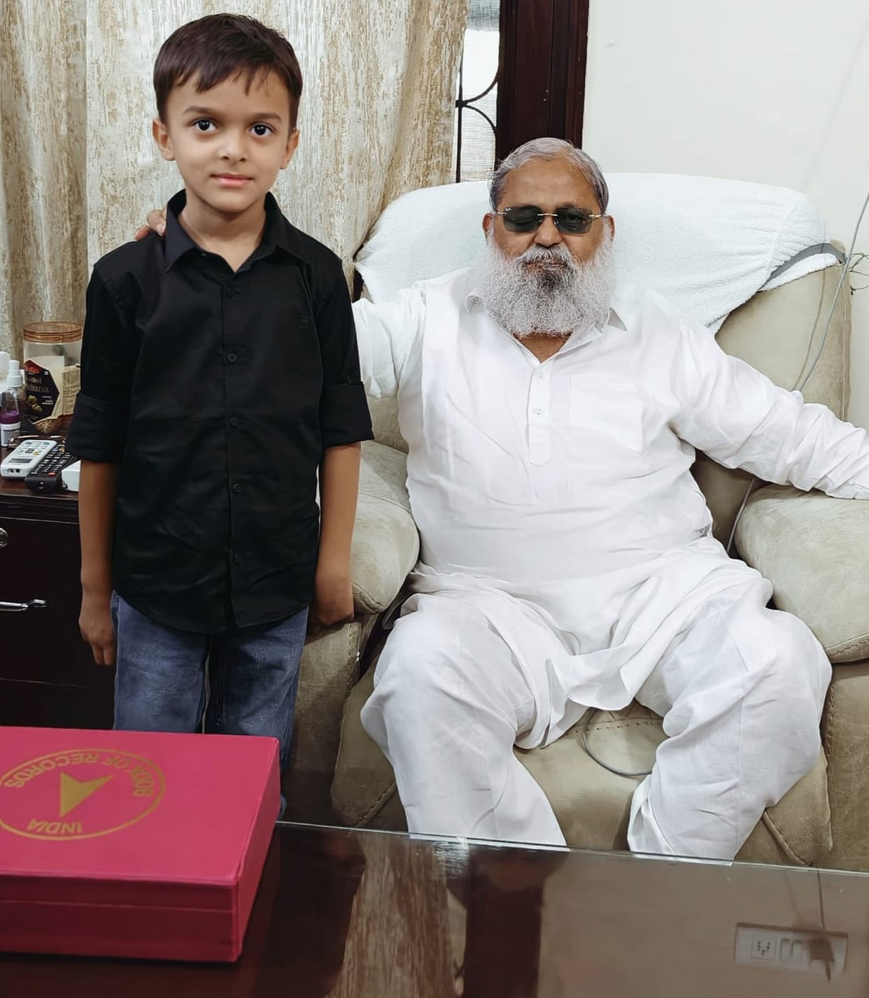 Player Avyan Kaushik met Cabinet Minister Anil Vij