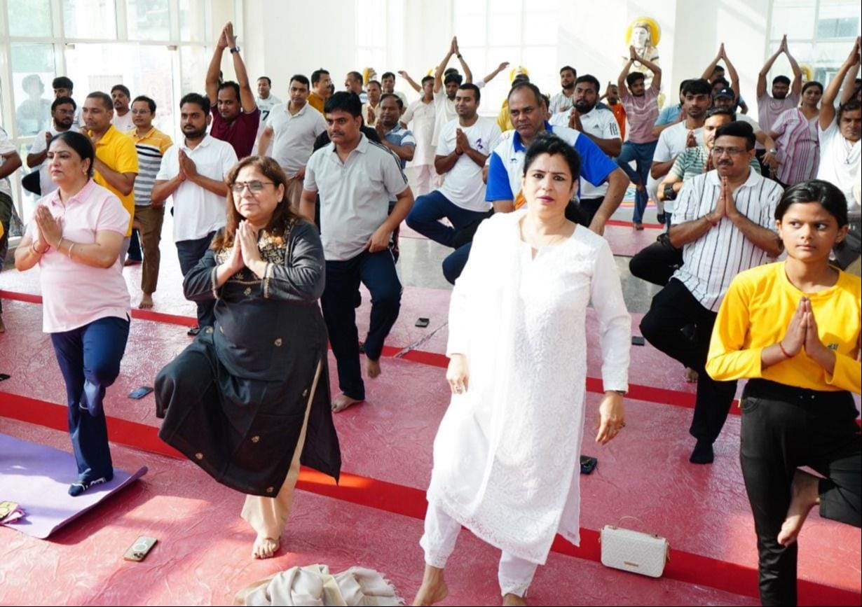 Yoga program with alumni organized at DDU as part of an awareness initiative.