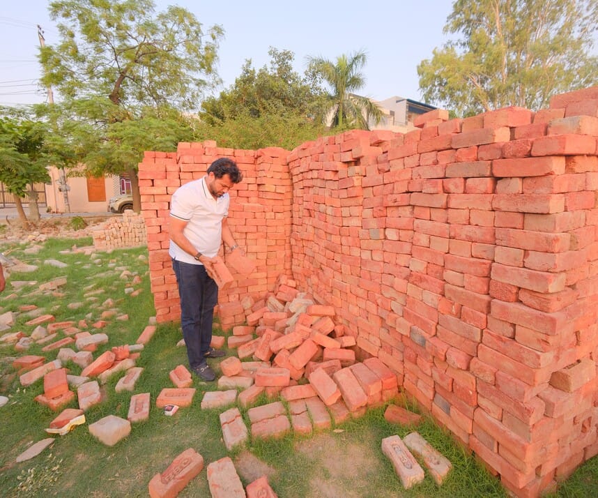 Poor quality bricks were being used in the construction of the park.