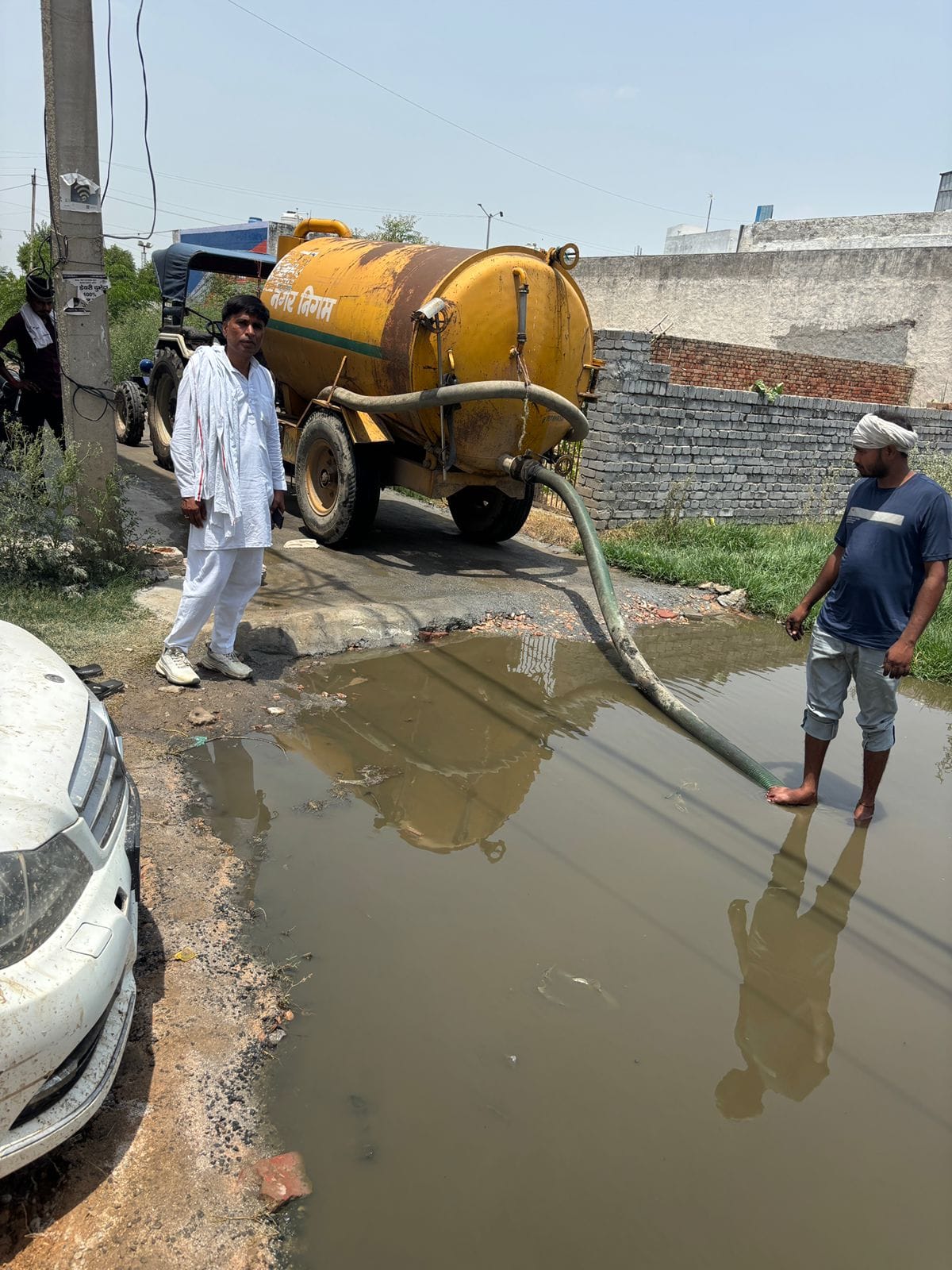 Cleaning of the stalled sewer line started