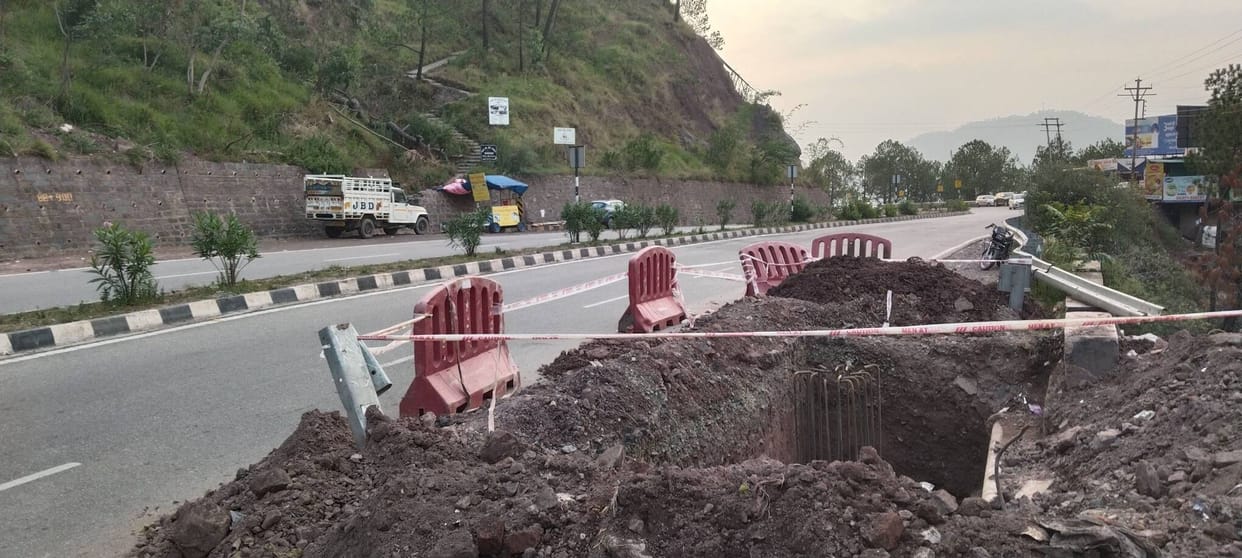 Construction work on the foot-over bridge near Kumarhatti on the NH has begun.