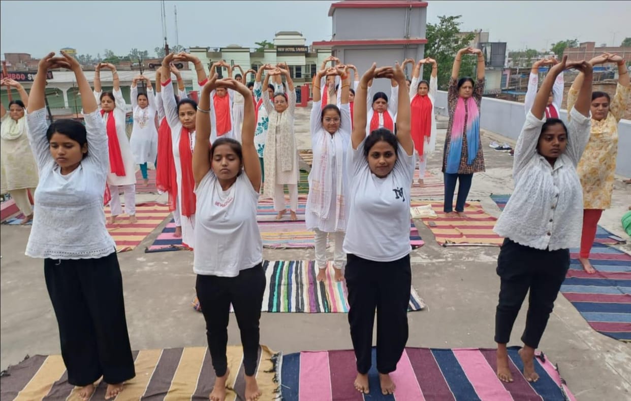 Group practice was conducted at the camps, and the importance of yoga was highlighted