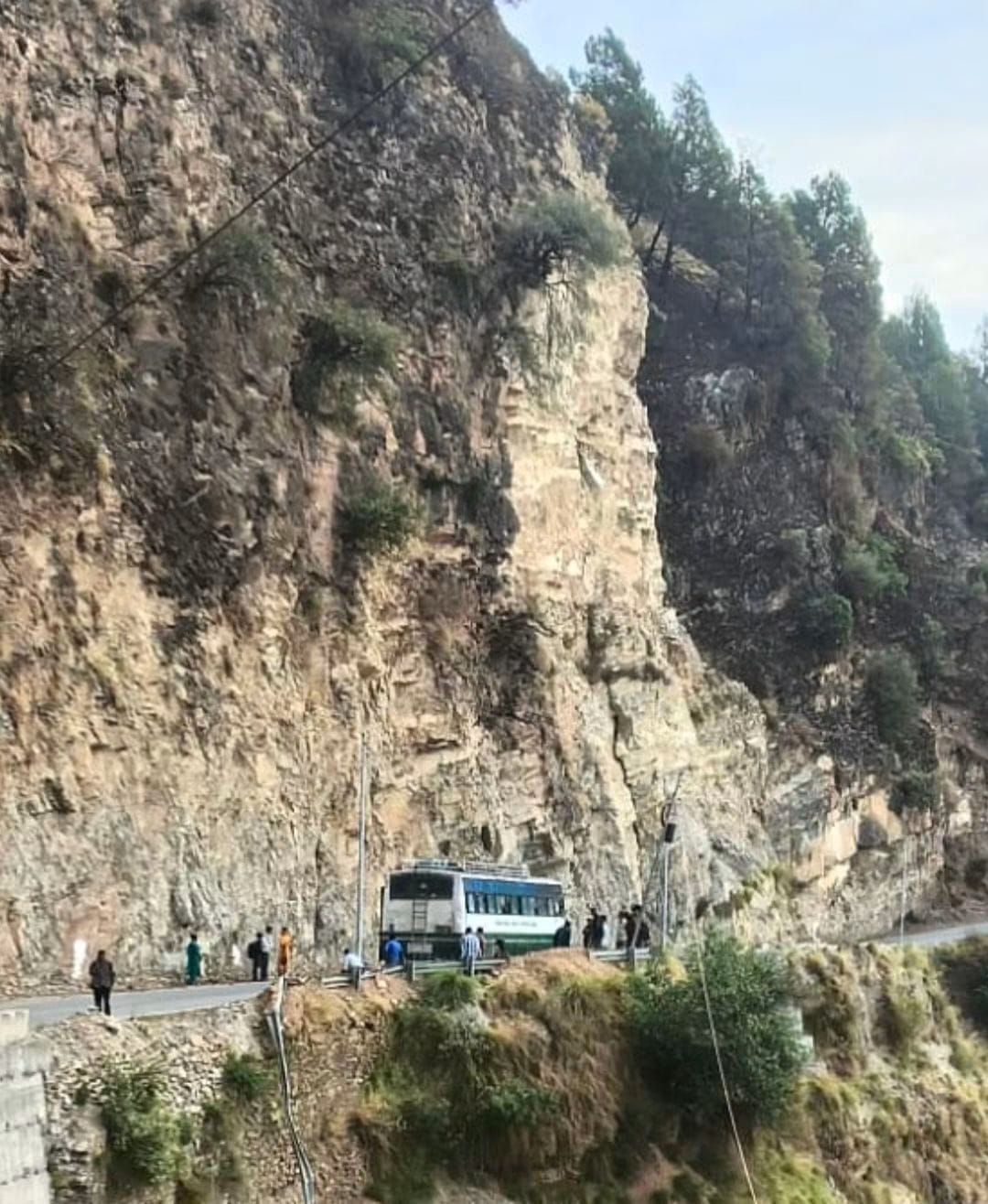 A bus traveling from Chamba to Dalhousie struggled on the steep climb at Khajjiar.