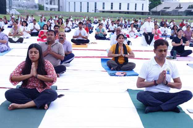 On International Yoga Day, people practiced yoga collectively from home to parks, offices and societies.