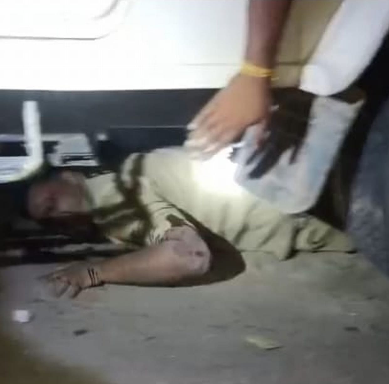 Pickup truck hits 'Cheetah' bike; constable trapped under the wheels.