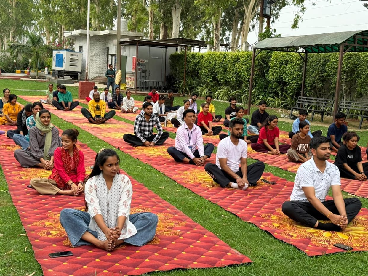 BJP workers practiced yoga.