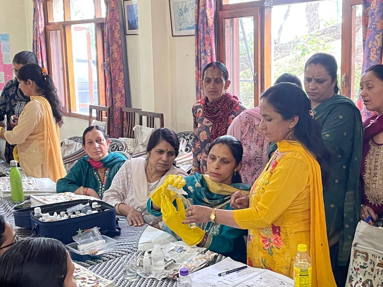 Women in Darlaghat trained to test drinking water quality.