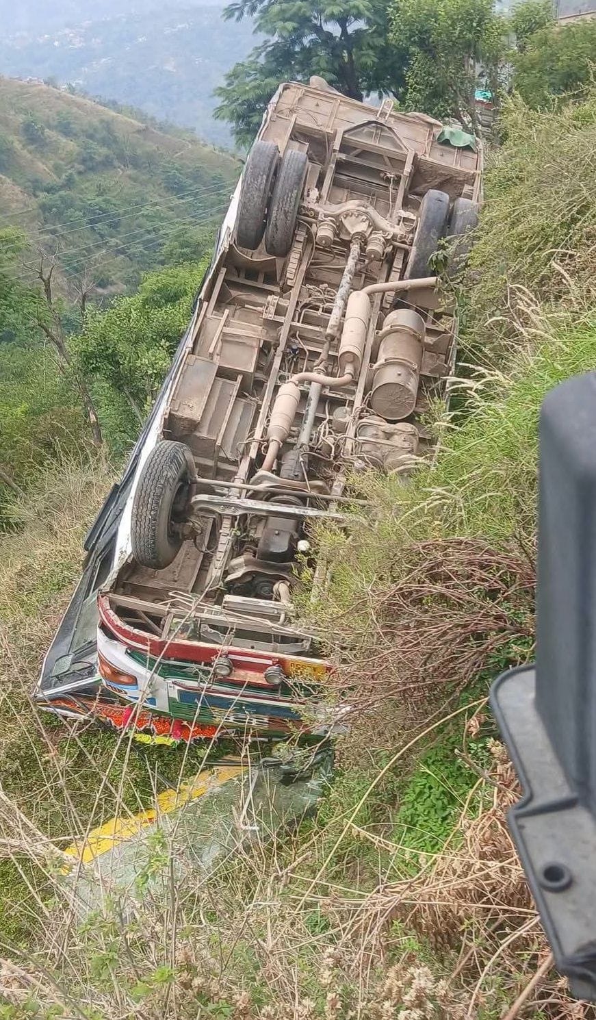 HRTC bus overturns in Batehda; driver critically injured.
