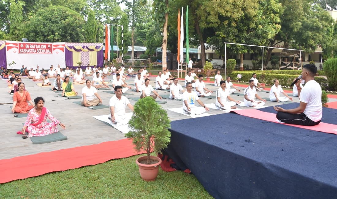 Personnel of the 22nd Battalion SSB performed a collective yoga session.