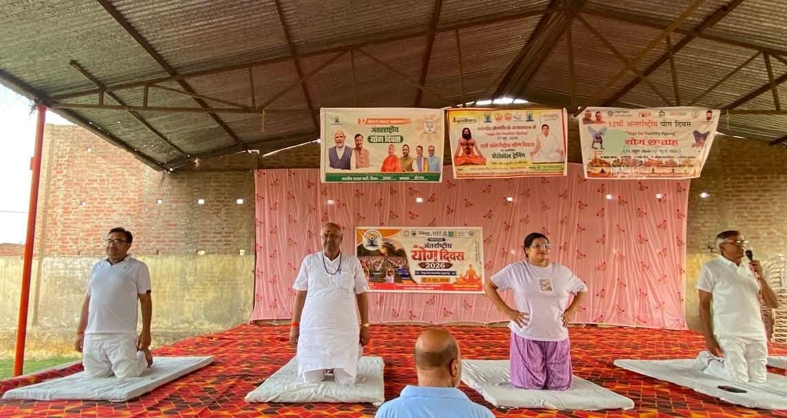 Yoga camp organized at the tourist rest house.