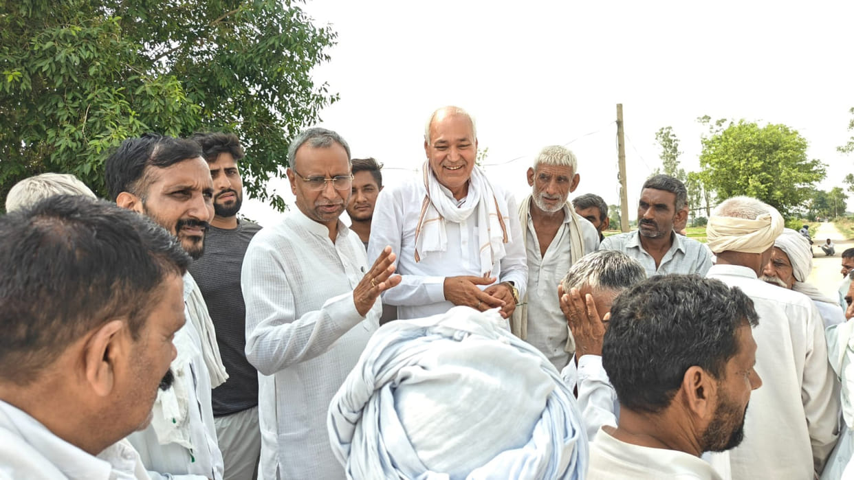MLA extends support to farmers staging a sit-in for compensation in Kirmara.