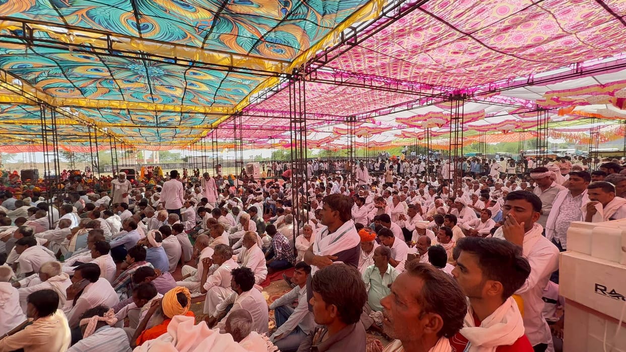 Karauli News: Massive Turnout at Farmers' Mahapanchayat Over Panchana Dam Water, Rathore Hits Back at Gehlot