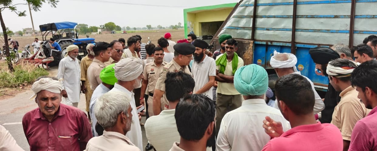 Villagers, distressed by power outages, staged a protest and blocked the road for three and a half hours.