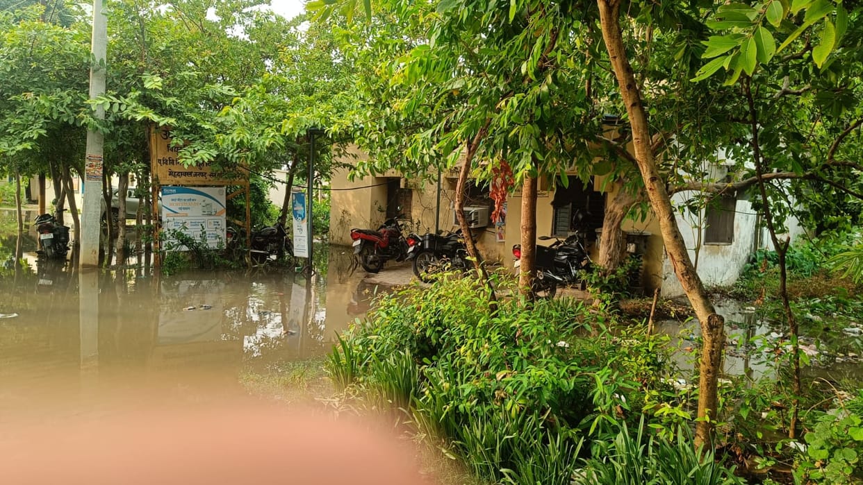 Drainage water entered the electricity corporation office premises.