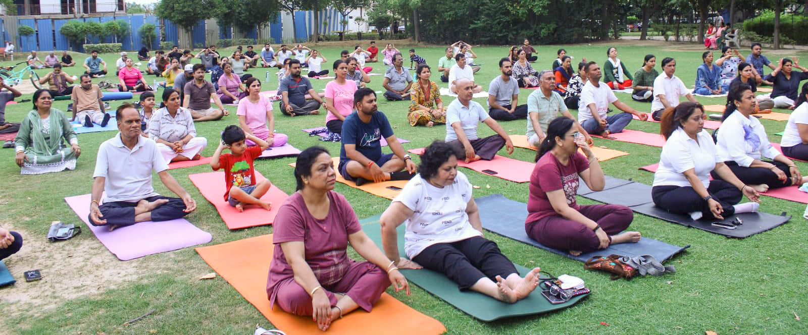 वेव सिटी में योग करते लोग। संवाद