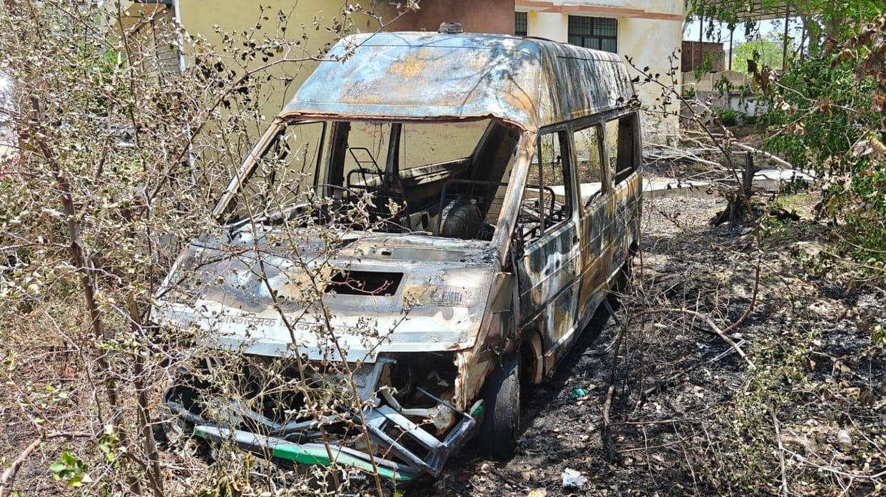 Fire breaks out in the bushes of CHC premises, condemned ambulance reduced to ashes
