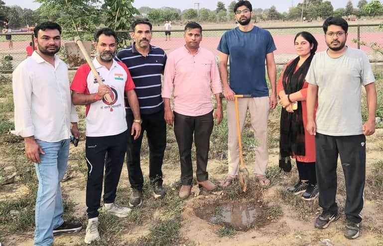 10 saplings planted at Rajiv Gandhi Sports Stadium