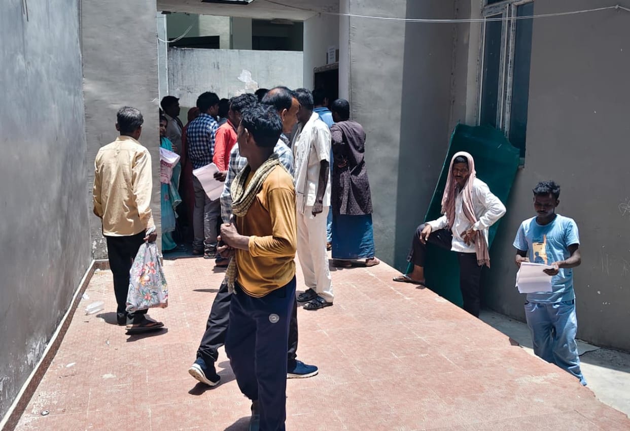 Examination of patients and disabled people in the district hospital
