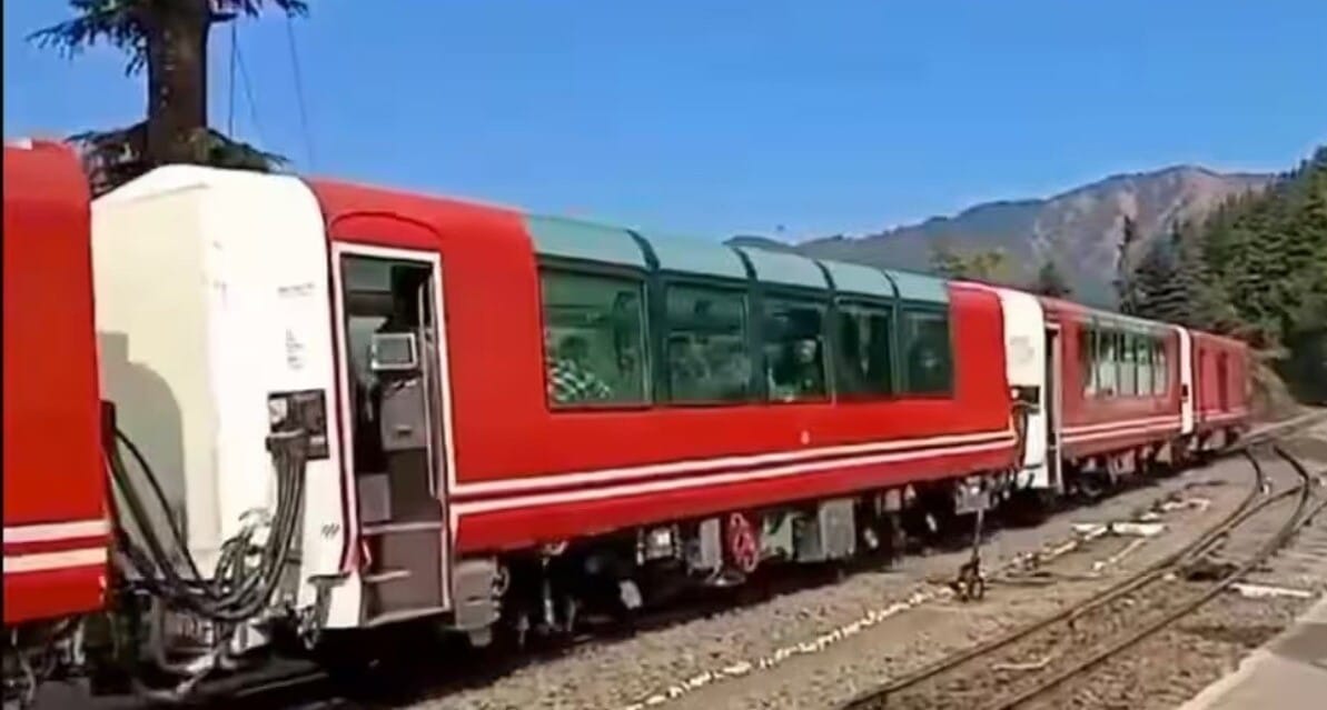 Trial of panoramic coach to resume on Kalka-Shimla rail route.