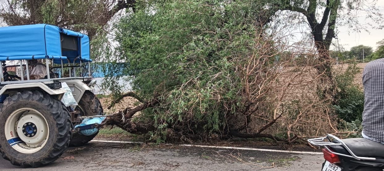 Drinking water crisis in Chelawas village due to poles toppling in a storm.