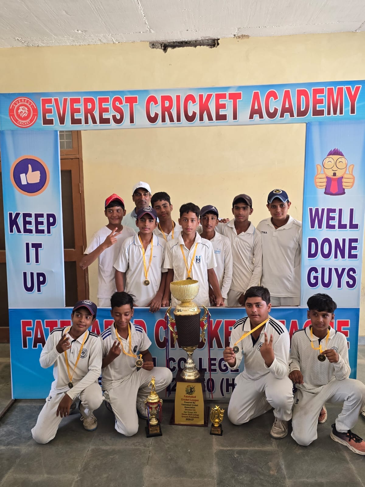 Fatehabad Rising Stars won the Under-14 Cricket League title.