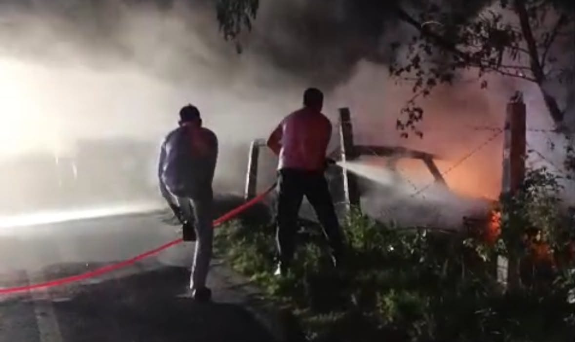 A moving car caught fire on the bypass