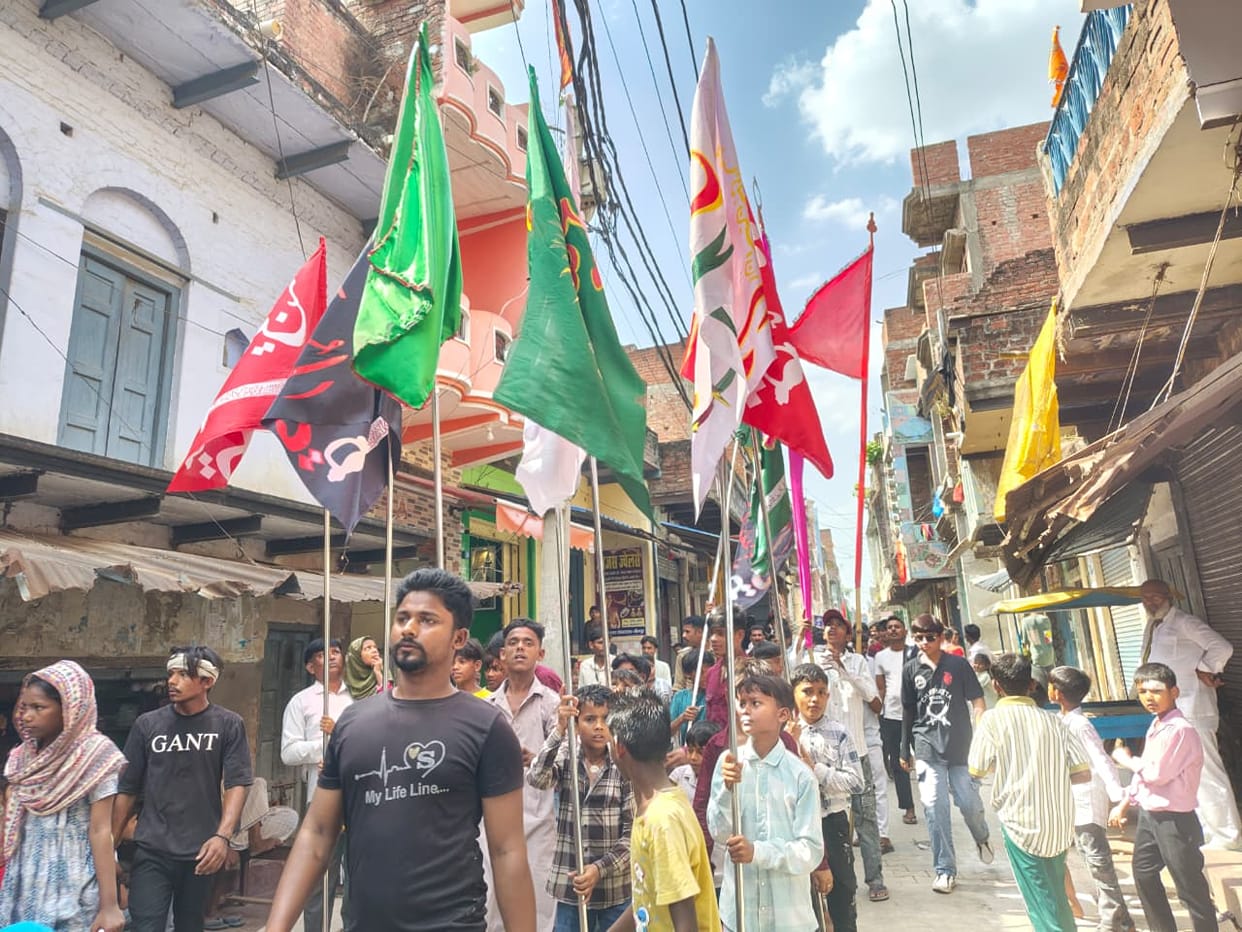 Processions featuring the *Tabut* (replica of the coffin) and *Alam* (standard) were taken out; elegies were recited, and mourning rituals were observed.