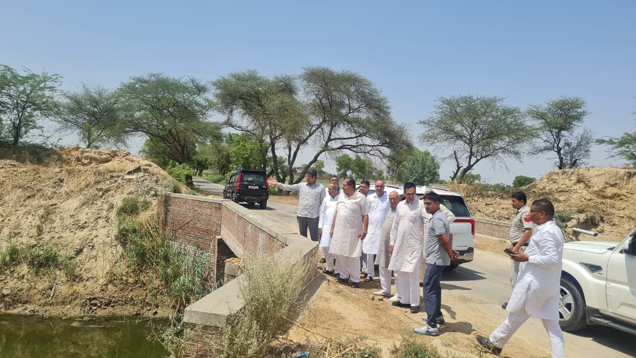 JJP national president Ajay Chautala inspected the Ghaggar drain, said - the sludge and weeds in the drain should be removed