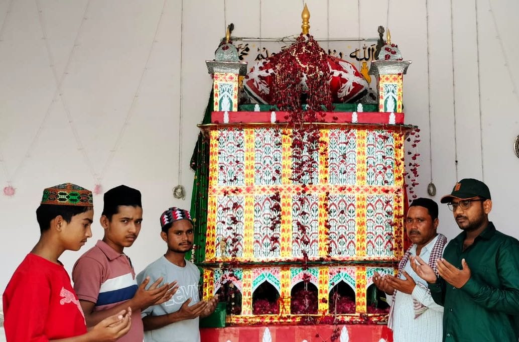 Tazia placed for viewing at the Dilajak Imambara.