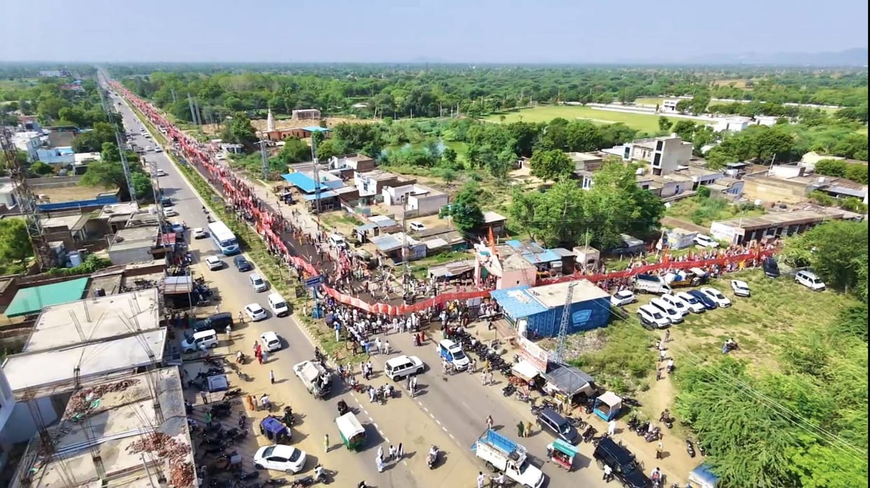 An 8-km procession was held from Mahendragarh to Pali Dham; an application has been submitted for a Guinness World Record.