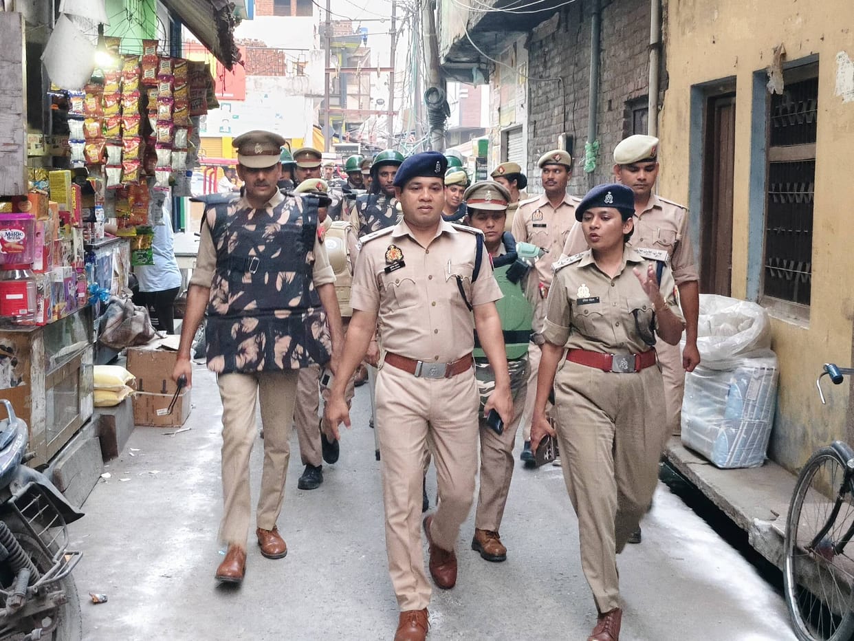 Police conduct flag march ahead of Muharram; security arrangements reviewed.