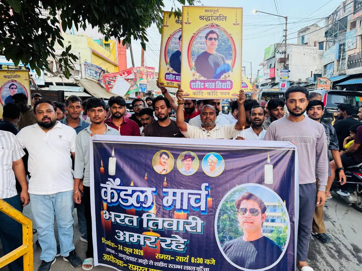 Candlelight march held to demand justice for Bharat Tiwari.