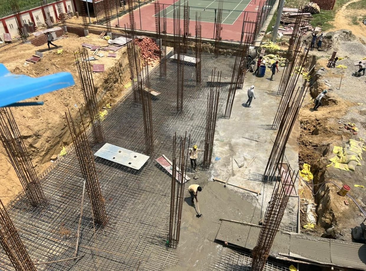 Construction work on the multi-purpose hall at the stadium has begun.