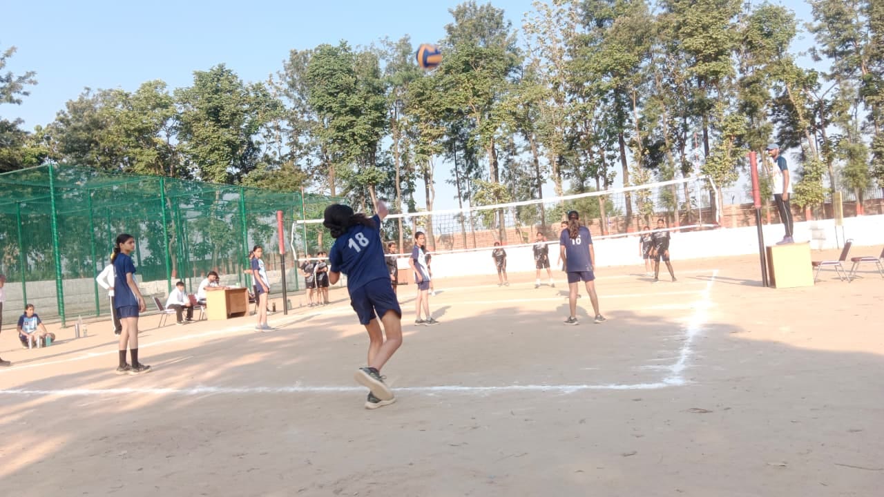 वॉलीबॉल में जोरआजमाइश करते खिलाड़ी। प्रवक्ता