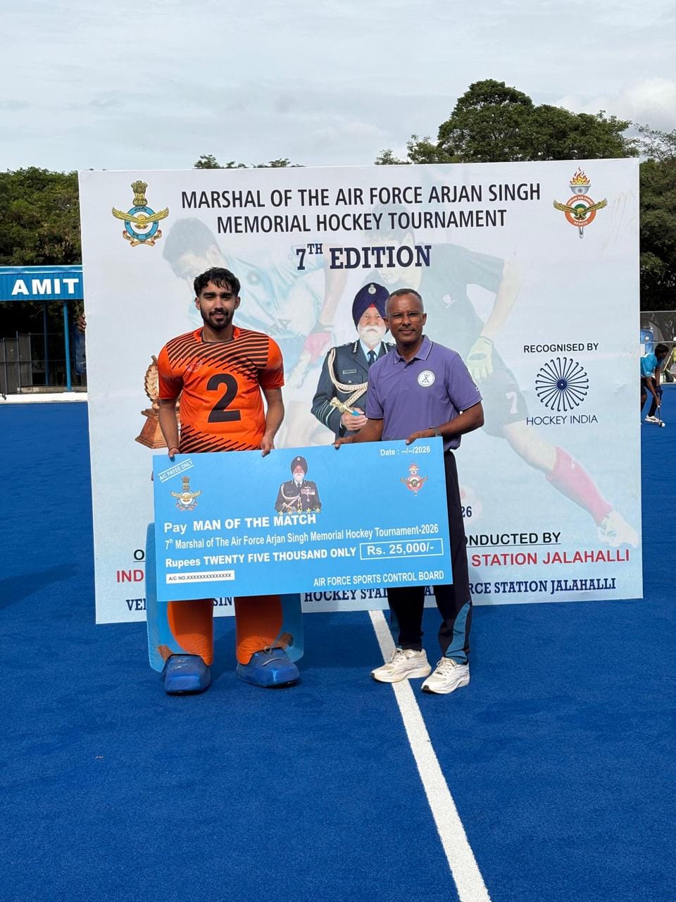 Shubham was selected as the Man of the Match in the Arjan Singh Memorial Hockey Tournament.