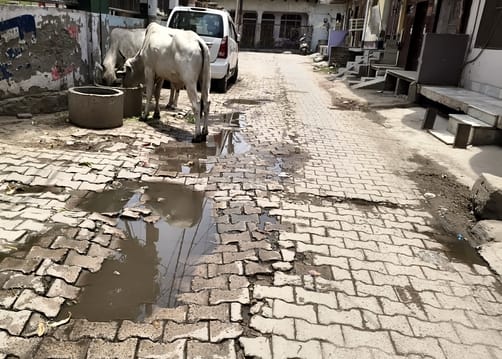 Today, holes have been poked in the claims of the special Amrit Yojana... water is flowing on the streets, while households remain parched.